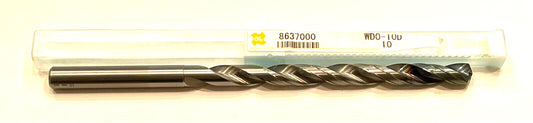 OSG 10mm Solid Carbide Drill 10xD Coolant Thru WD1 Coating 2 Flute 8637000