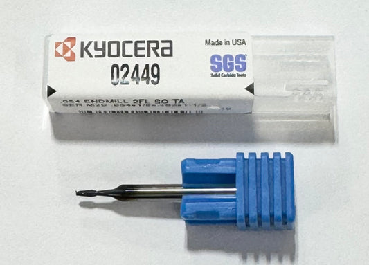 Kyocera .054" Carbide End Mill TA Coating 2 Flute 1/8" Shank 30 Deg Helix