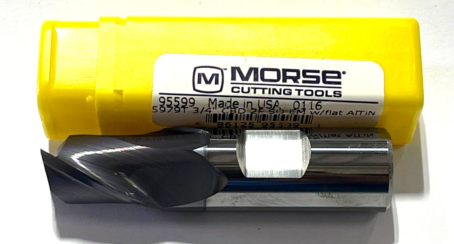 Morse 3/4" Carbide End Mill AlTiN Coating 2 Flute USA Made 95599