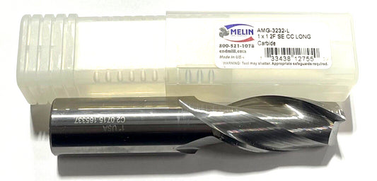 Melin 1" Carbide End Mill 2 Flute Long Length USA Made 12755