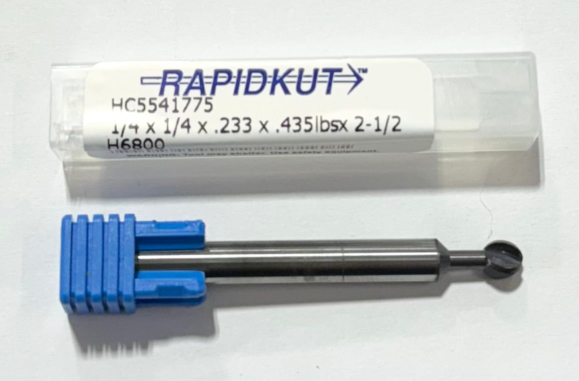 RapidKut 300 Degree 1/4" Spherical Carbide Ball End Mill nANo Coating USA Made