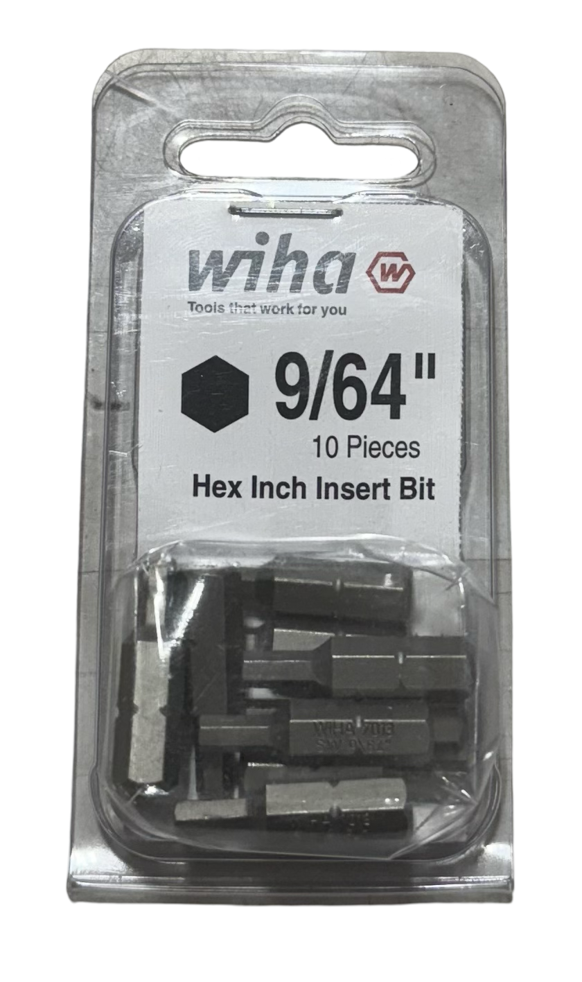 Wiha 9/64" Hex Insert Bits 1/4" Drive 10 Pack