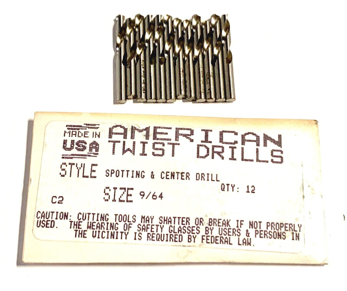 9/64" Spotting & Centering Drills High Speed Steel Drill Bits USA Made 12 Pack