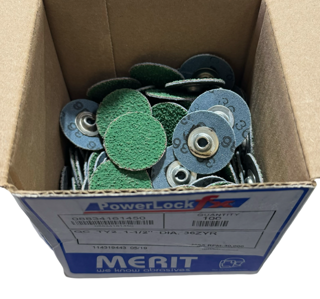 Merit 1-1/2" Quick Change Sanding Discs 36 Grit Type TS/II Zirconia Alumina 100pk