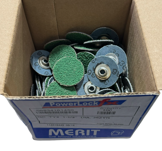 Merit 1-1/2" Quick Change Sanding Discs 36 Grit Type TS/II Zirconia Alumina 100pk