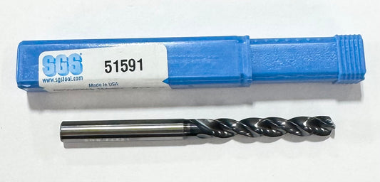 SGS 15/64" Solid Carbide Drill 5xD TA Coating 2 Flute 145 Degree USA Made