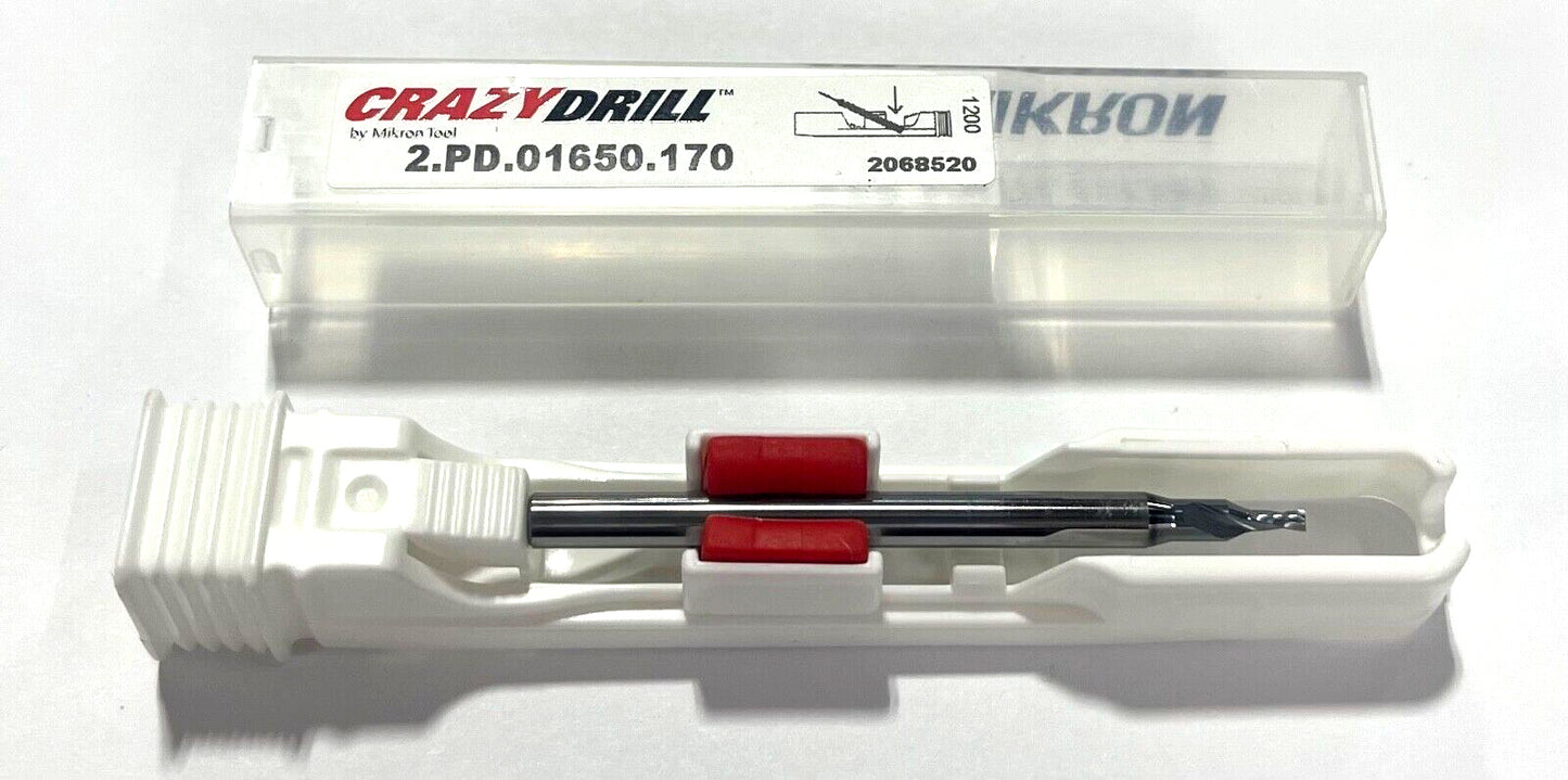 Mikron 1.65mm Solid Carbide Drill 2xD Cross Pilot 170° eXedur RI/RIP Coating 2FL