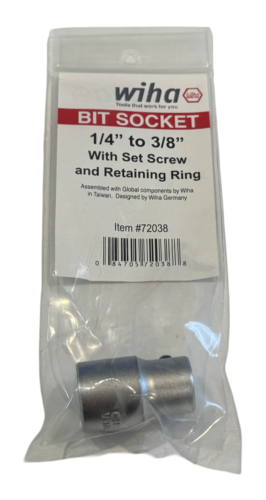 Wiha 1/4" to 3/8" Square Drive Bit Socket with Set Screw & Retaining Ring