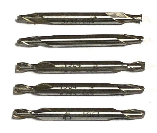 5/32" x 3/16" Double End Mill HSS Stub Miniature End Mills 2 Flute 5 Pack