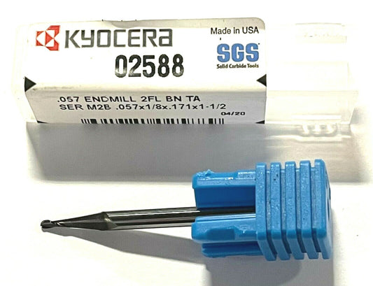 Kyocera .057 Carbide End Mill Ball Nosed TA Coating 1/8" Shank USA Made