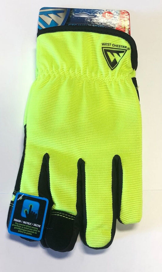 West Chester Winter Gloves Hi-Vis Synthetic Palm Touch Screen Technology Large