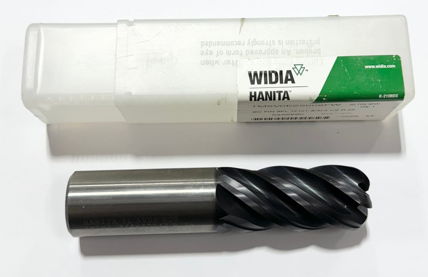 Widia 1" Carbide End Mill 0.250" Radius 5 Flute AlTiN Coated