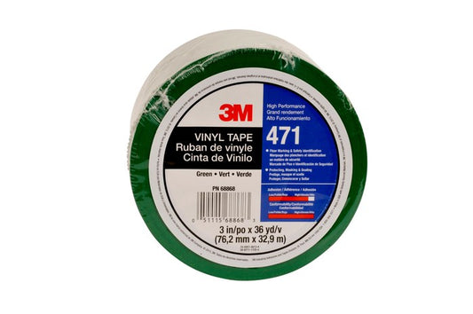 3M 471 Green Vinyl Marking Tape 3" x 36 Yards 68868 1 Roll