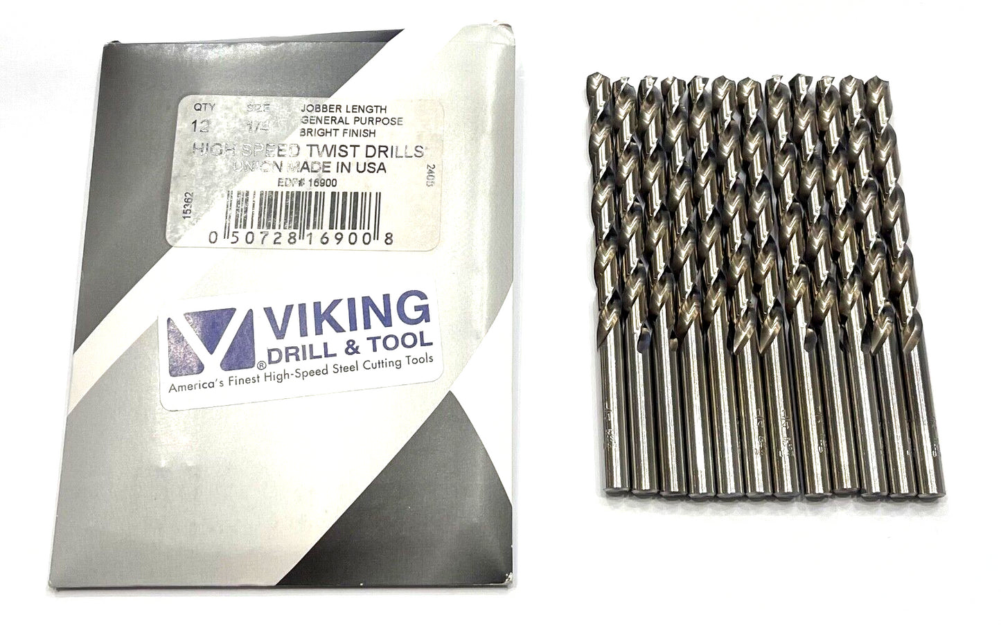 Viking 1/4 HSS Drill Bit Jobber Length General Purpose 12 Pack USA Made