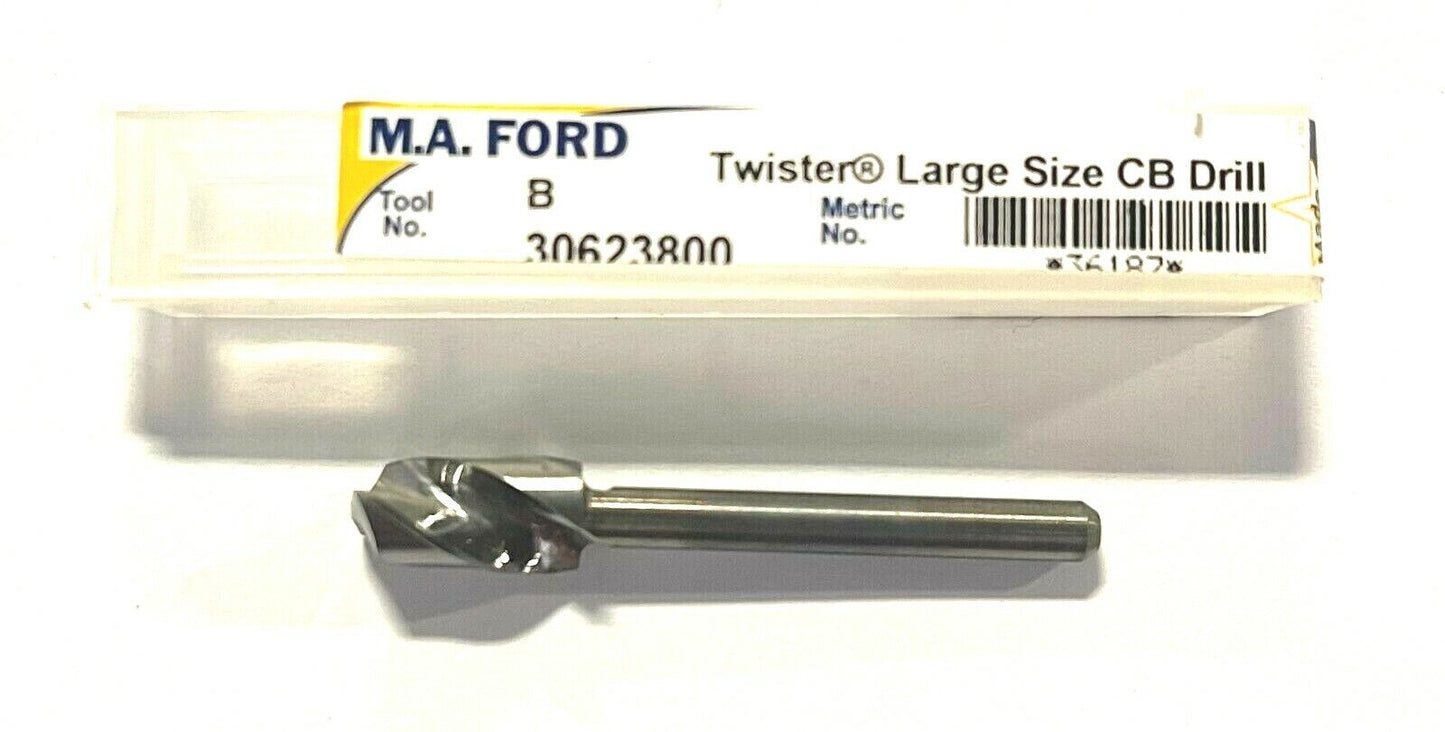 M.A. Ford Letter B Solid Carbide Circuit Board Drill 1/8" Shank 165Â° Point USA