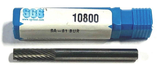 SGS Tool 3/16" Carbide Burr SA-81 Single Cut Cylinder Shape USA Made