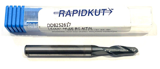 RapidKut 15/64" Carbide End Mill Ball Nosed AlTiN Coated 2 Flute USA Made