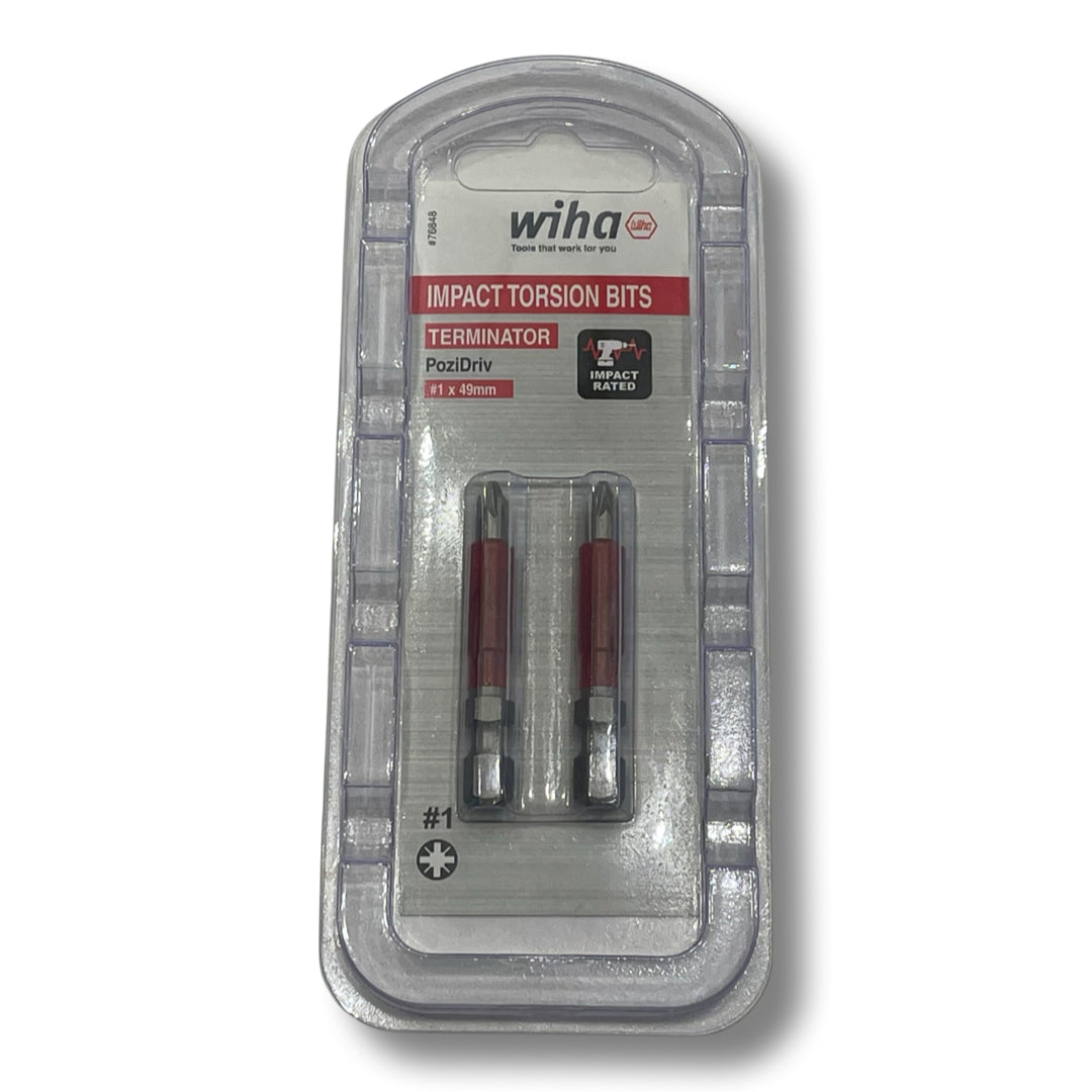 Wiha PZ1 x 49mm Terminator PosiDriv Screwdriver Bits 2 Pack 76848