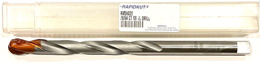 RapidKut 29/64" Carbide Tipped Drill Bit Taper Length Straight Shank USA Made