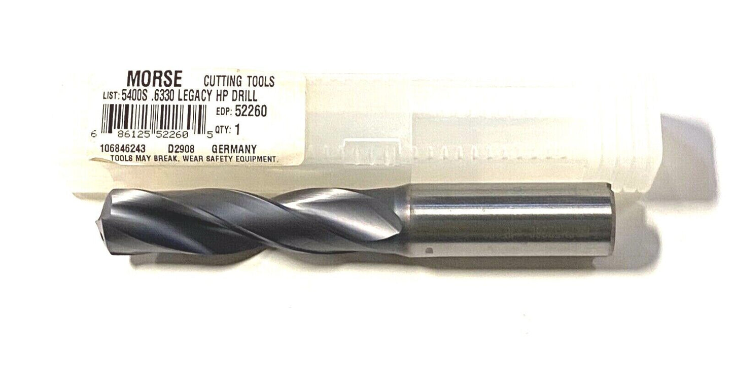 Morse .6330 Solid Carbide Drill High Performance Coolant Thru Short Length Drill