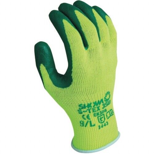 SHOWA Cut Resistant Safety Gloves Hi-Viz Yellow/Green Nitrile Coated 10 Gauge XL