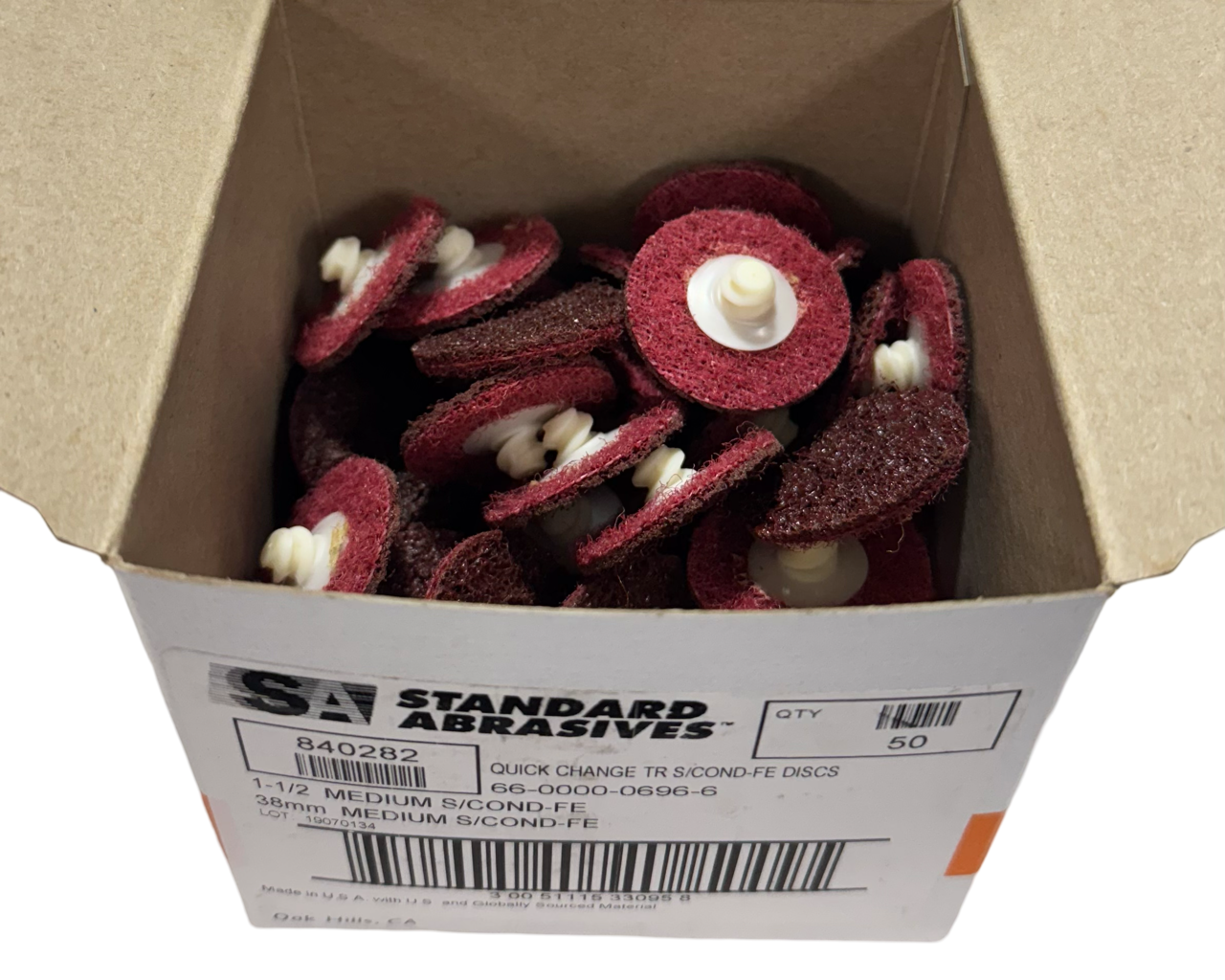 Standard Abrasives 1-1/2" Roloc Surface Conditioning Discs Medium Maroon 50 Pack