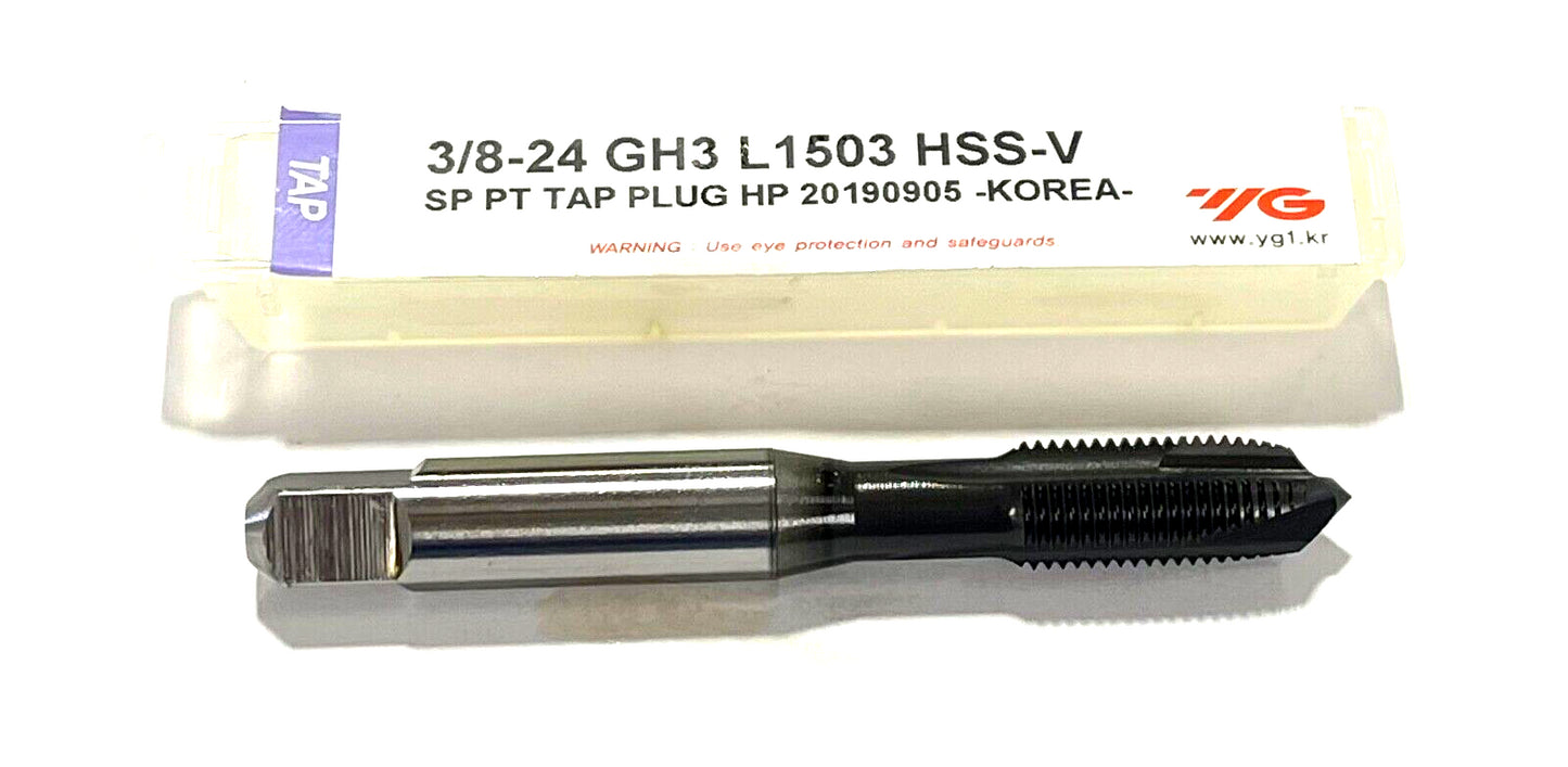 YG 3/8-24 HSS-V Spiral Point Plug Tap 3FL H3 HardSlick Coating High Performance