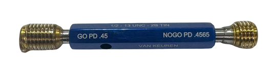 Van Keuren 1/2"-13 UNC 2B Tin Go/Not Go Thread Plug Gage Double End