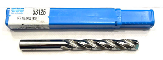 SGS 13/32" Solid Carbide Drill 5xD High Performance 3 Flute 150Â° Point USA Made