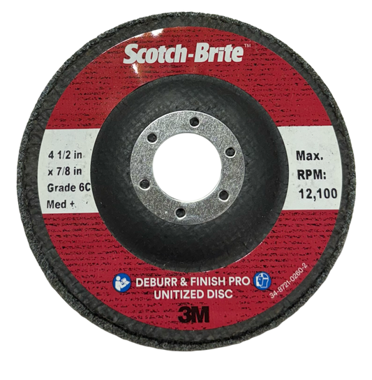 3M Scotch-Brite 4-1/2" x 7/8" Deburr and Finish Pro Unitized Disc 6C Medium +