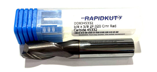 RapidKut 5/8" Carbide End Mill .020 Corner Radius TiCN Coating 2 Flute USA Made