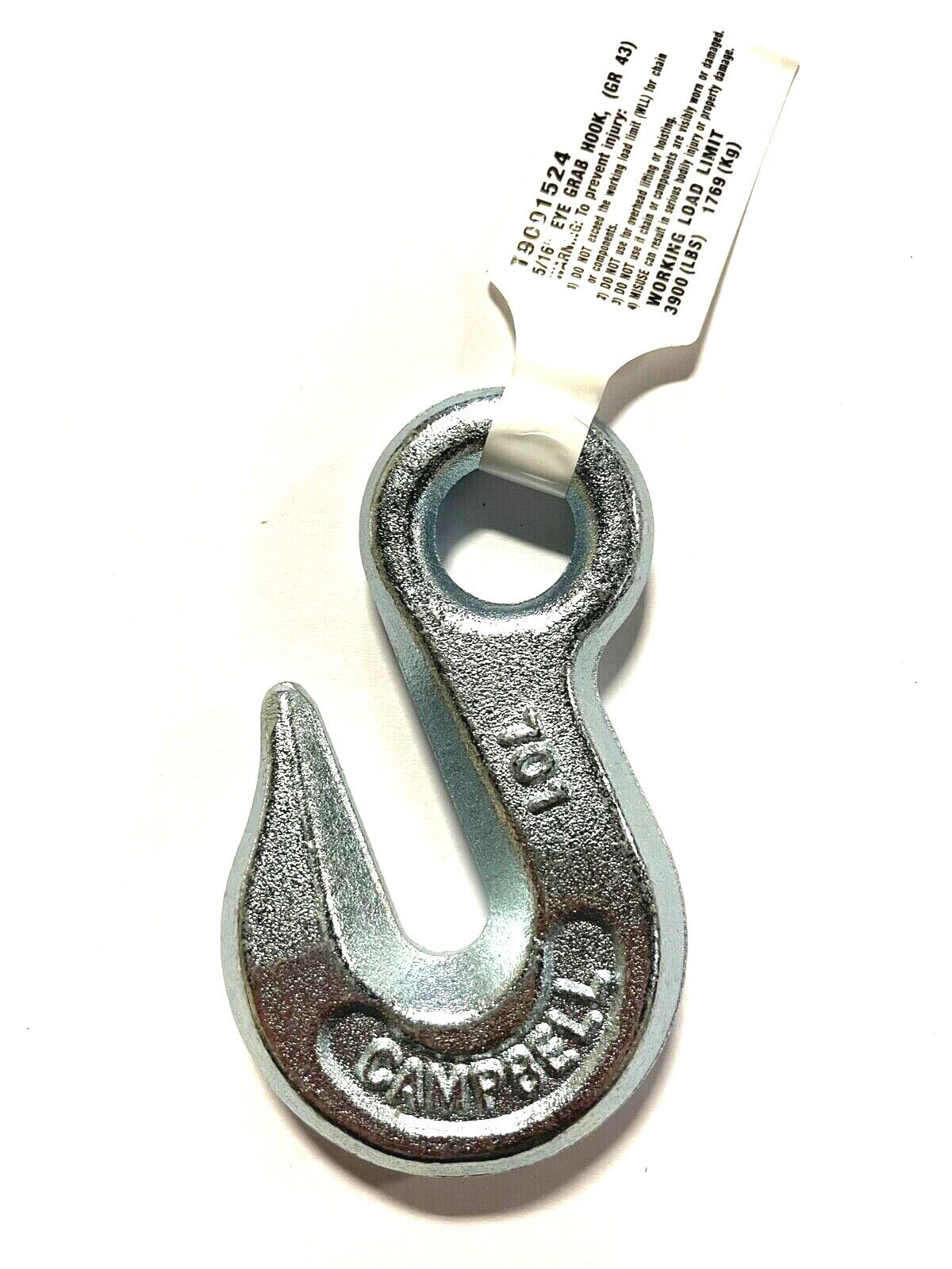 Campbell 5/16" Eye Grab Hook Grade 43 Zinc Plated Working Load Limit 3900 LBS