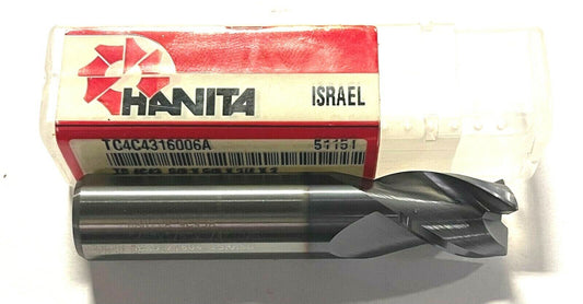 Hanita Carbide End Mill 5/8" x 5/8" x 3/4" x 3" TIALN-RT .030 Radius 3 Flute