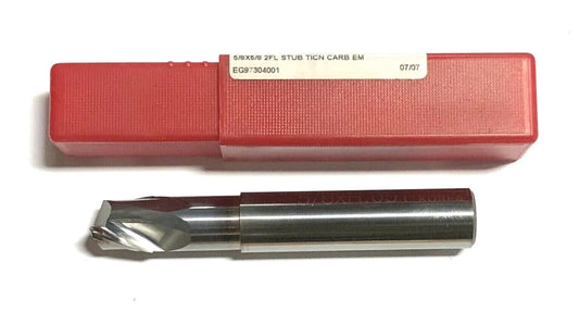 5/8" Solid Carbide Stub End Mill TICN Coated 2 Flute Single End