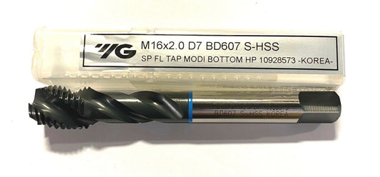 YG-1 M16 x 2.0 Tap S-HSS Spiral Flute Tap Modified Bottoming High Performance