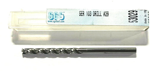 SGS #29 Solid Carbide Drill 5xD 150Â° Point Angle 3 Flute USA Made