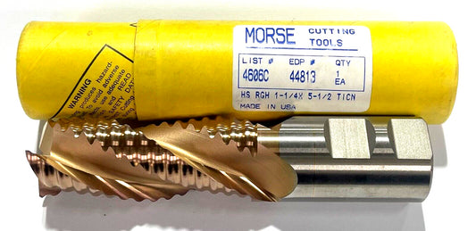 Morse 1-1/4" HSS Roughing End Mill TiCN Coating 3 Flute Medium Length USA Made