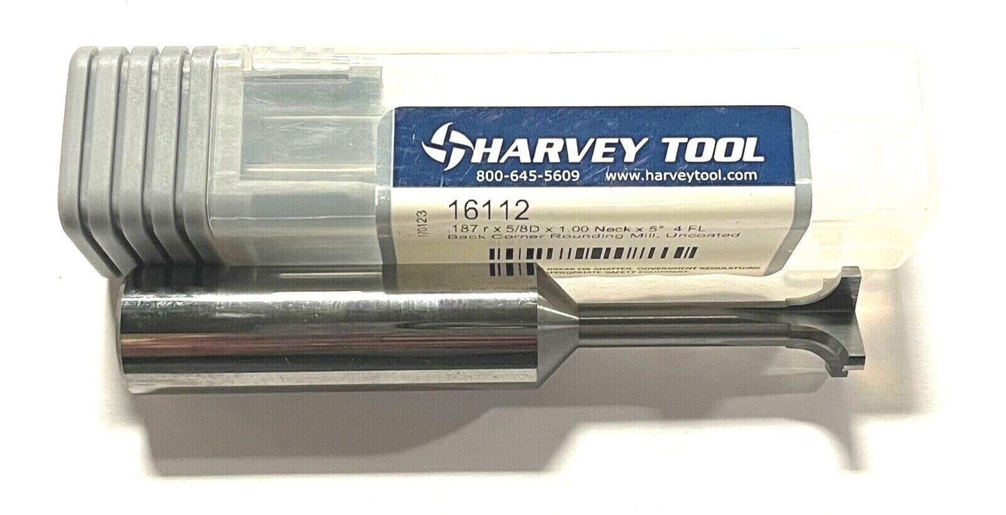 Harvey Tool 5/8" Carbide Back Corner Rounding End Mill 3/16" Radius 4 Flute USA