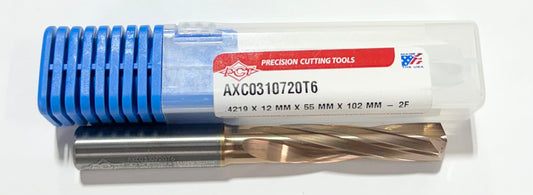 PCT 27/64" Solid Carbide Drill 3xD Coolant Thru ZrCN Coated 135 Degree