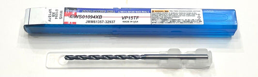 Mitsubishi 7/64" Solid Carbide Drill 12xD AlTiN Coating 2FL Coolant Thru 140°