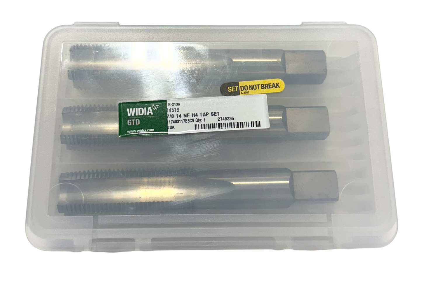 WIDIA 7/8"-14 HSS Tap Set NF H4 Plug Bottoming Taper USA