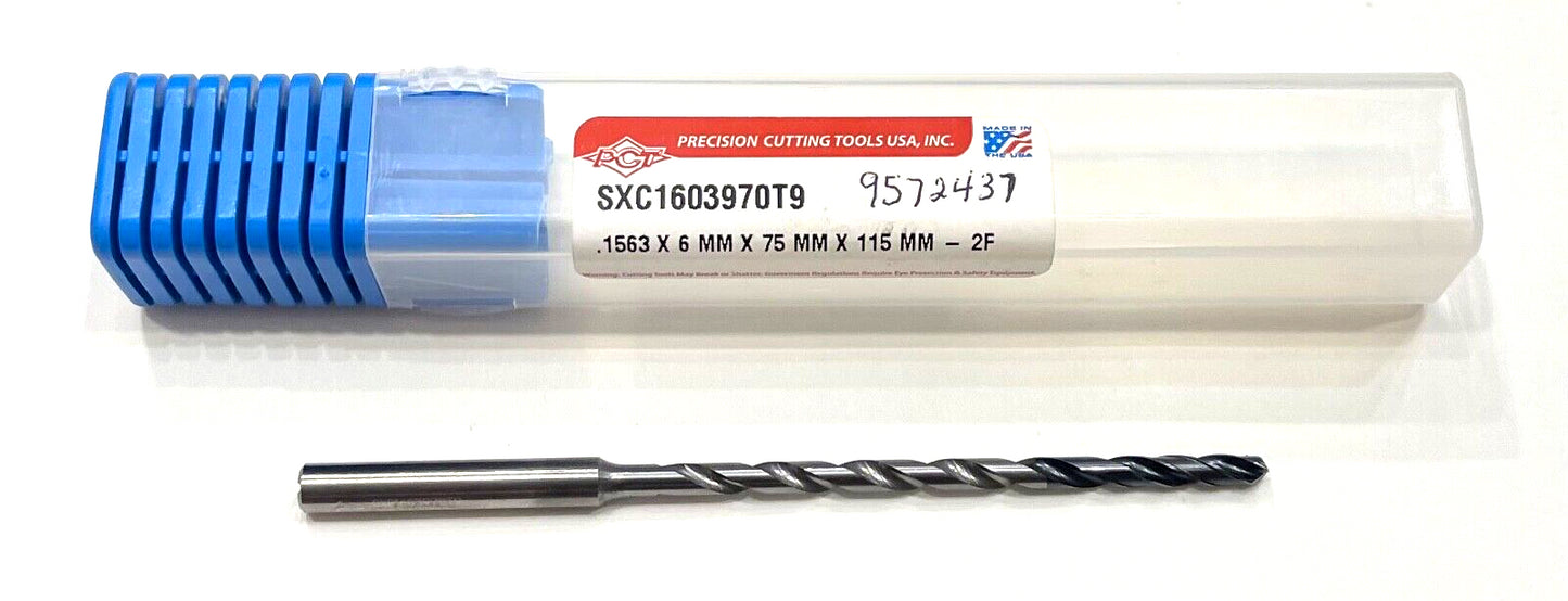 PCT 3.97mm Solid Carbide Drill 16xD TiAICN Coating 135° Coolant Thru 2 Flute USA