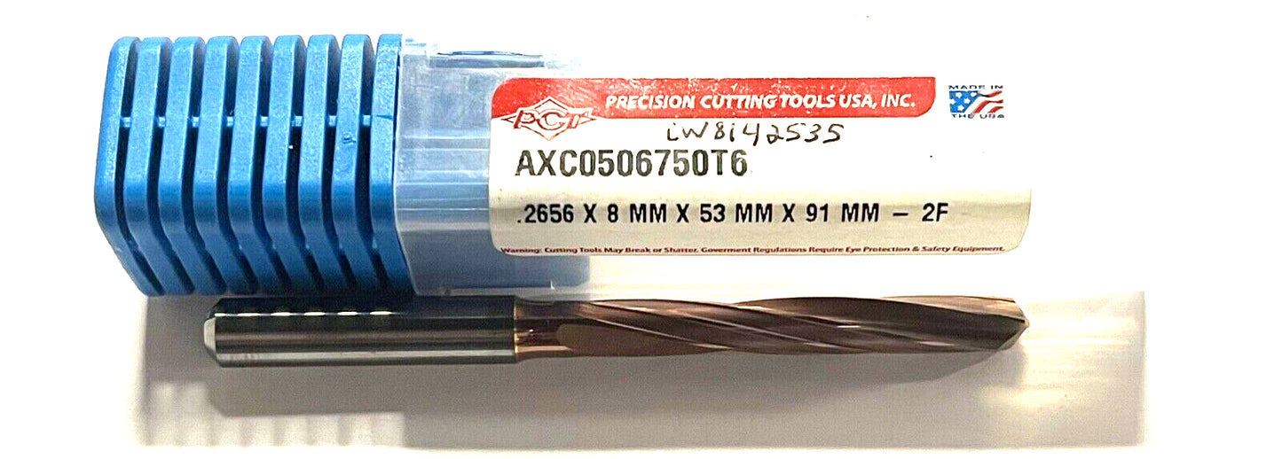 PCT .2656 Solid Carbide Triple Margin Drill 3xD Coolant Thru 2FL ZicroPlus