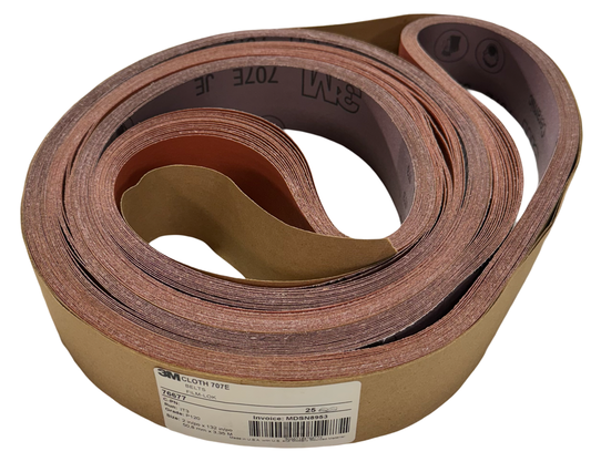 3M Cloth 707E 2" x 132" Film-Lok Sanding Belts 120 Grit Ceramic 25 Pack