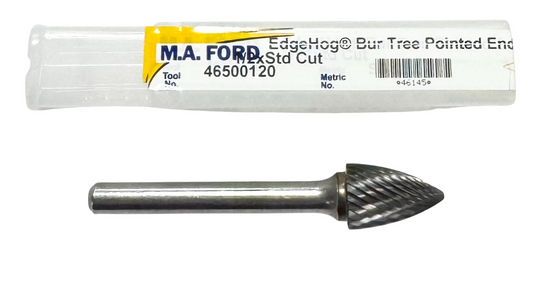 M.A. Ford 1/2" Carbide Burr SG-13 Tree Shape Pointed End Single Cut USA