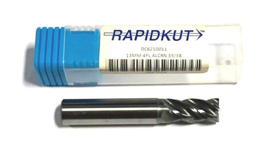 Rapidkut 13mm Solid Carbide End Mill ALCrN Coated 4 Flute