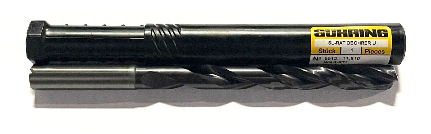 GUHRING 29/64" Solid Carbide Drill 7xD nano-FIREX Coating Coolant Thru 140Â°