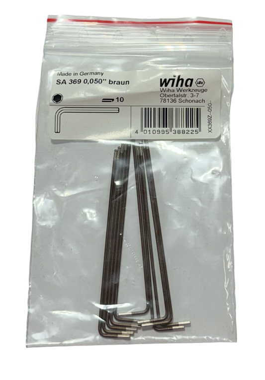 Wiha .050" Ball End Hex Extra Long L-Key Brown 10 Pack