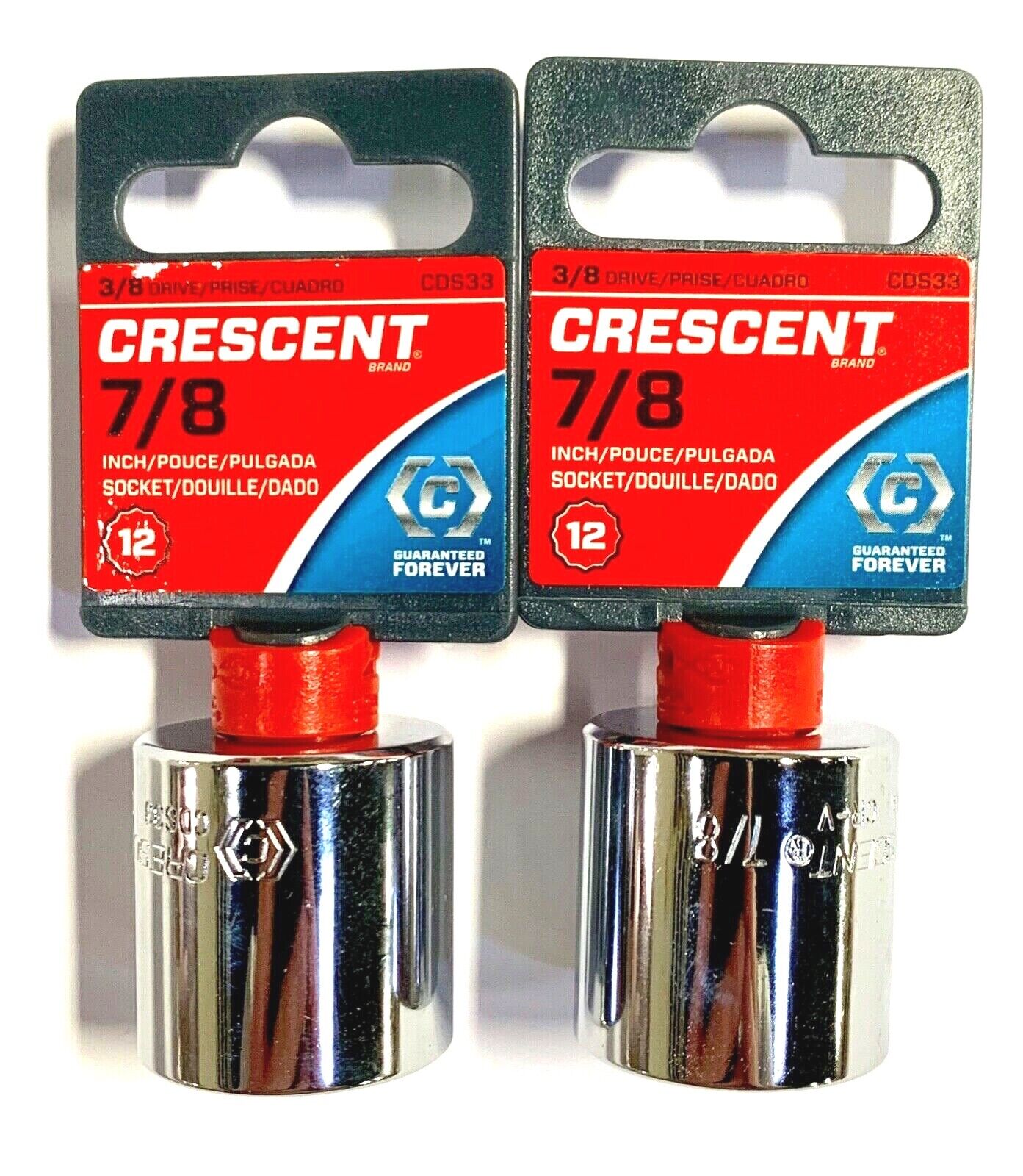 Crescent 3/8" Drive 7/8" Socket 12 Point Mirror Finish CDS33 2 Pack