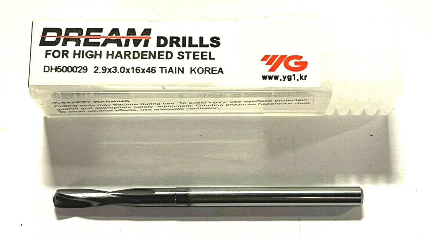 YG-1 2.9mm Solid Carbide Drill TiAlN Coating DREAM Drill For Hardened Steel